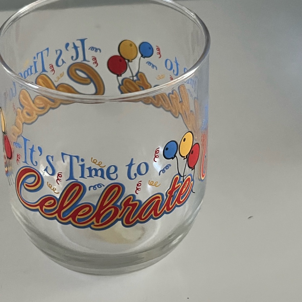 Celebrate Glass Party Cup with Colorful Balloons